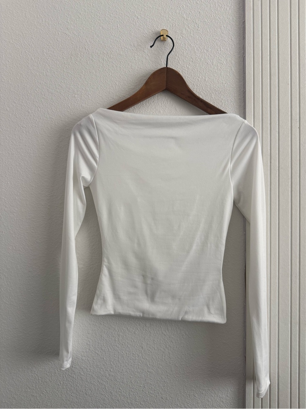 White Boatneck Long-Sleeve Top